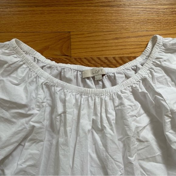Ann Taylor Loft White Eyelet Off The Shoulder Blouse - Picture 4 of 12